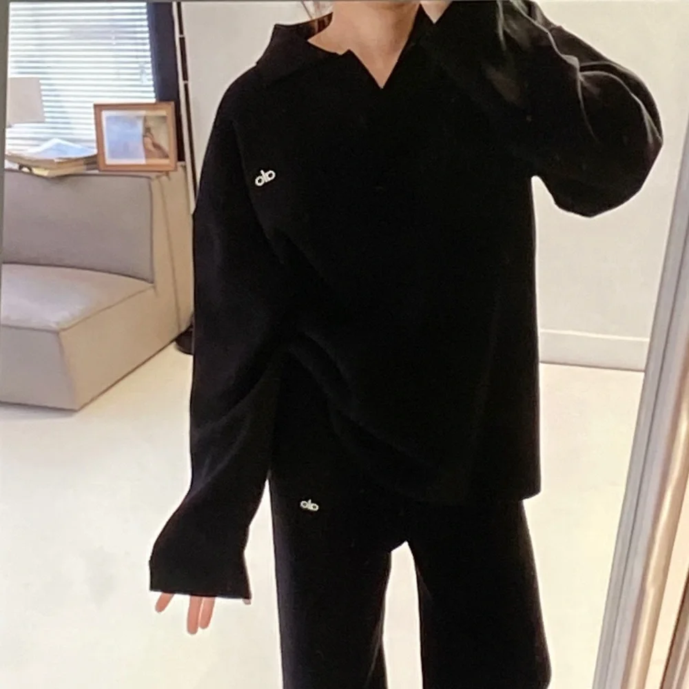 ALO Yoga Black Knit Skirt Set - Classic Two-Piece